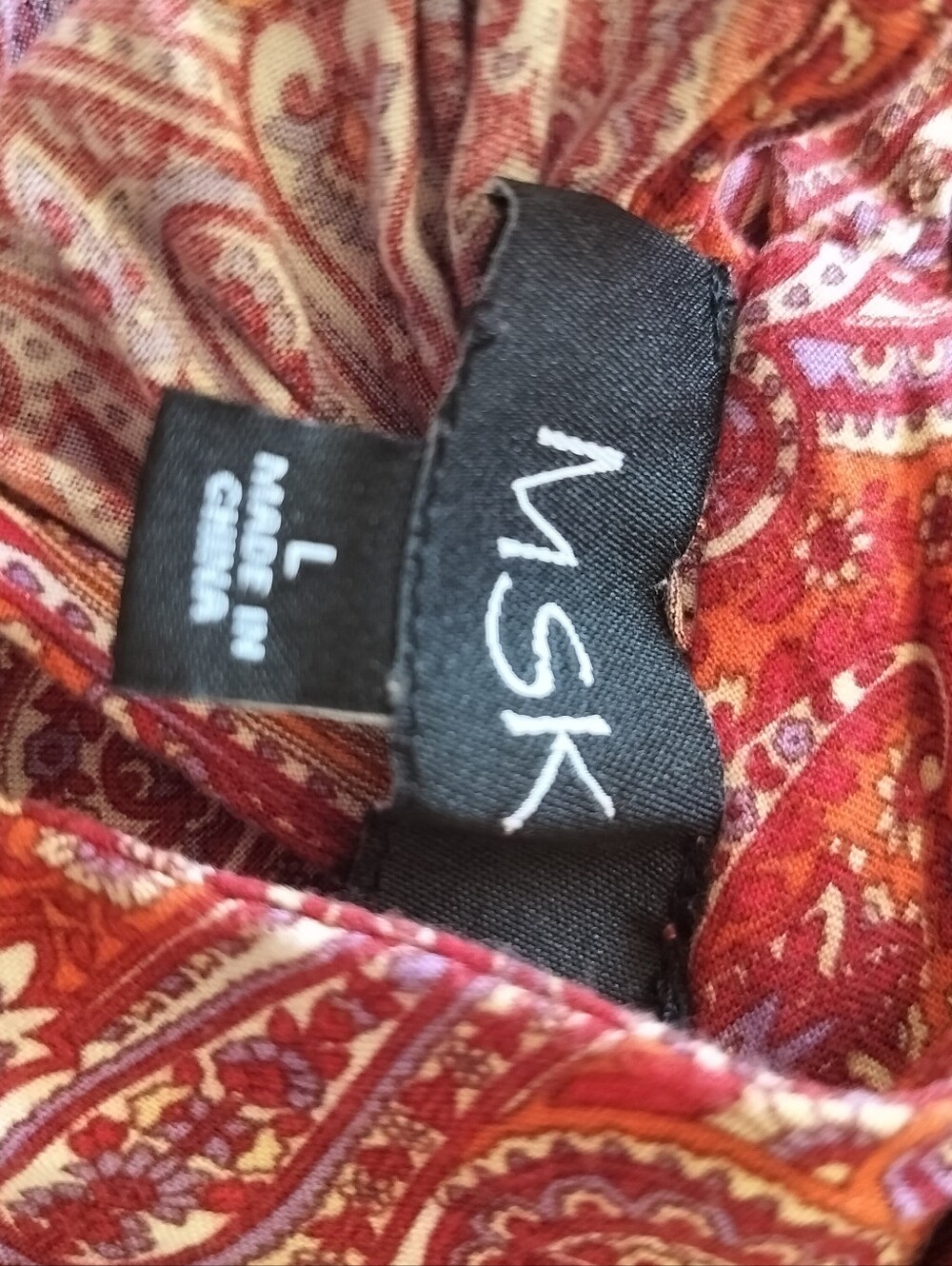 MSK Paisley Halter Maxi Dress Sz L  Boho Resortwear Tie Back 100% Rayon - Picture 8 of 9